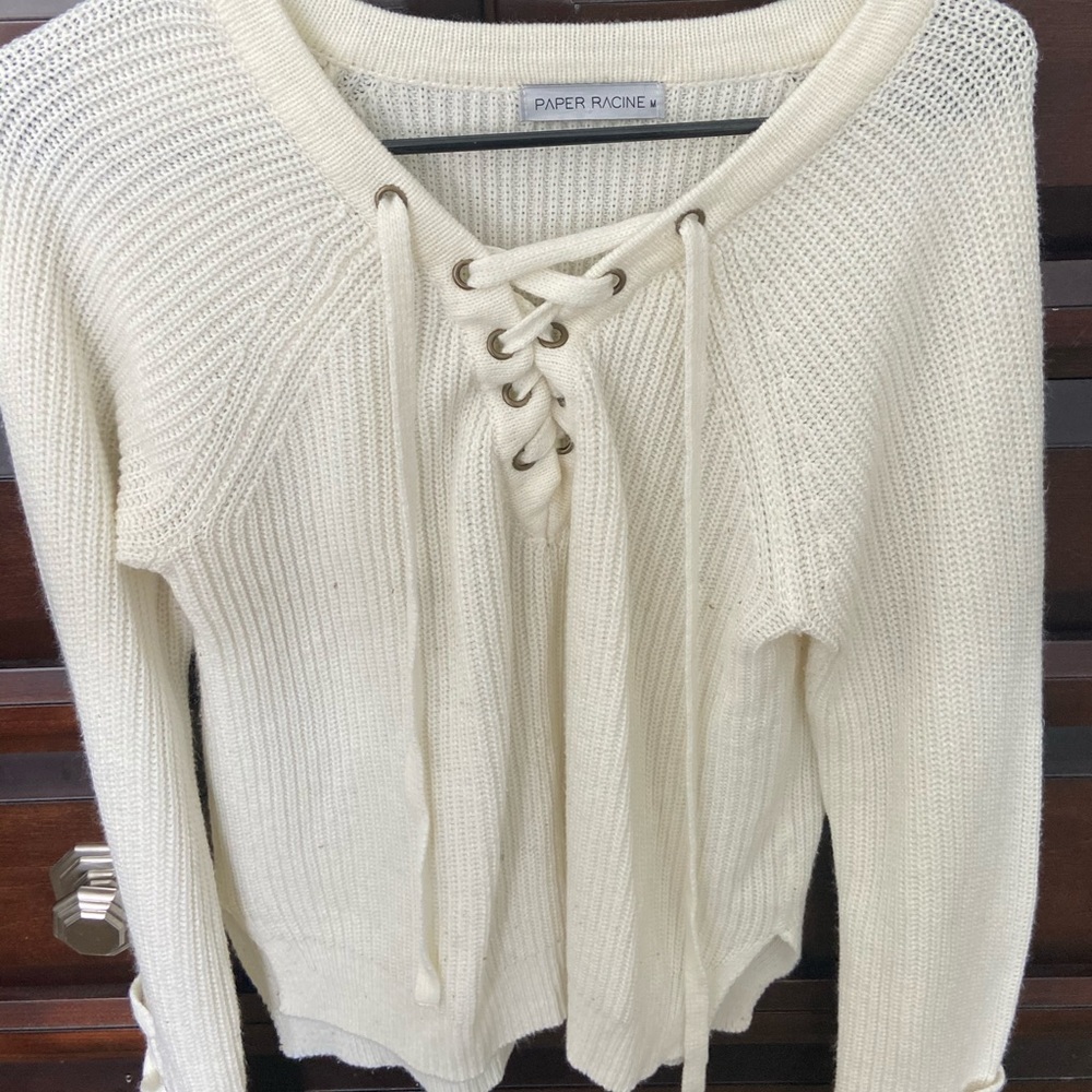 White Braided Sweater